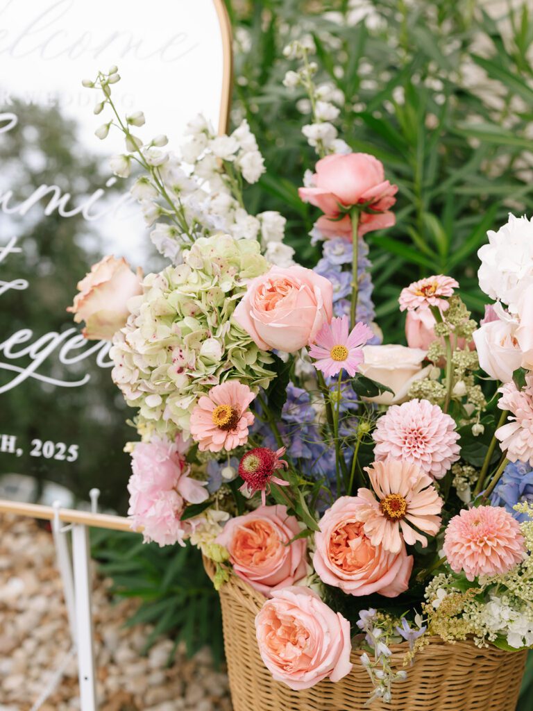 A beautiful spring arrangement of wedding florals