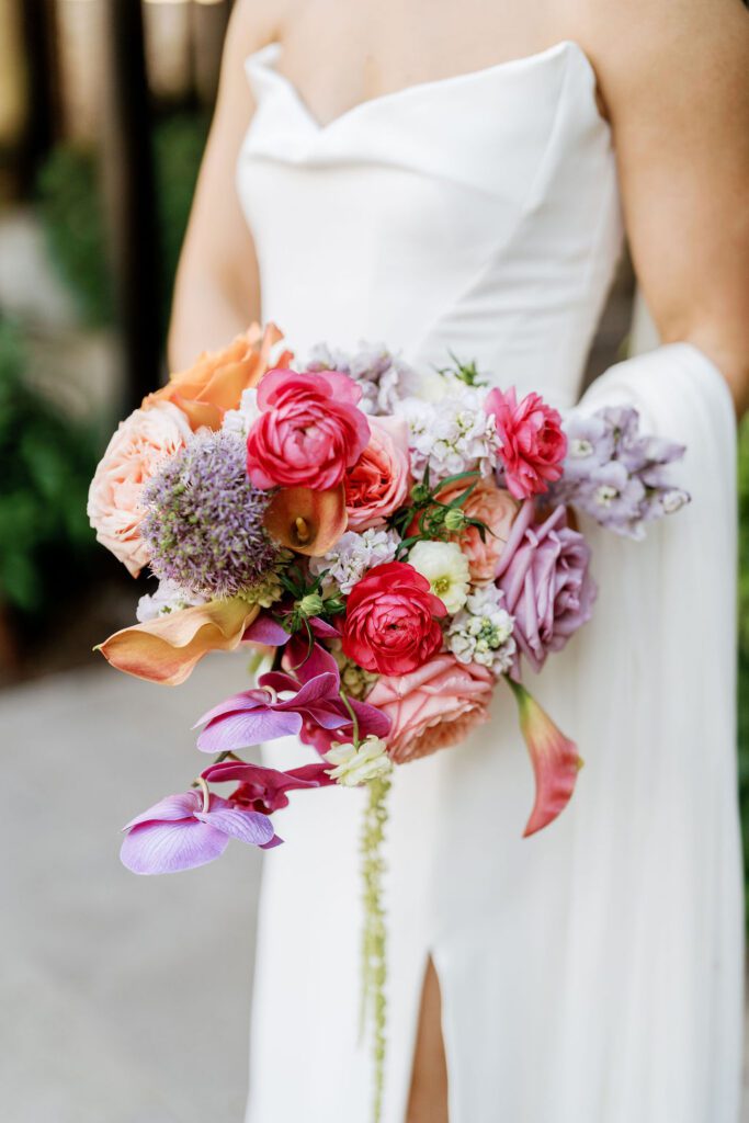 Custom wedding bouquet with specialty blooms