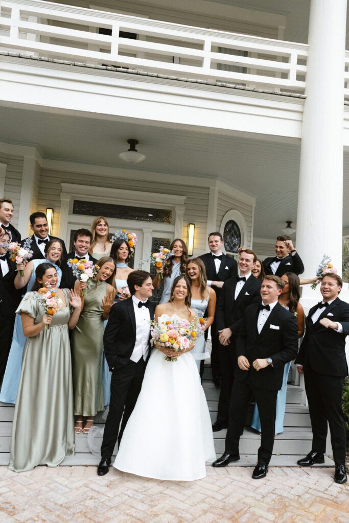 Bridal party on porch