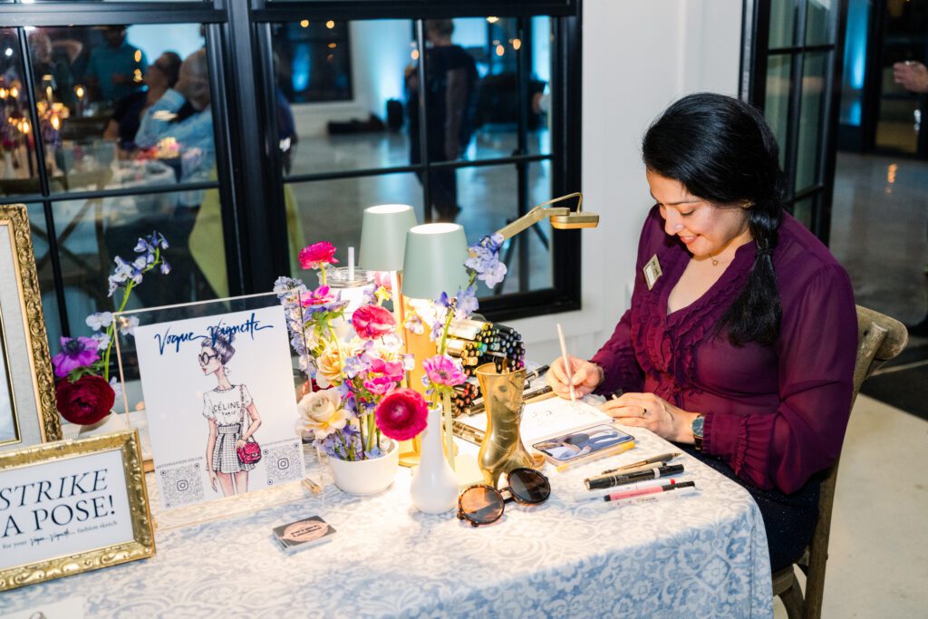 live sketch artist at wedding reception