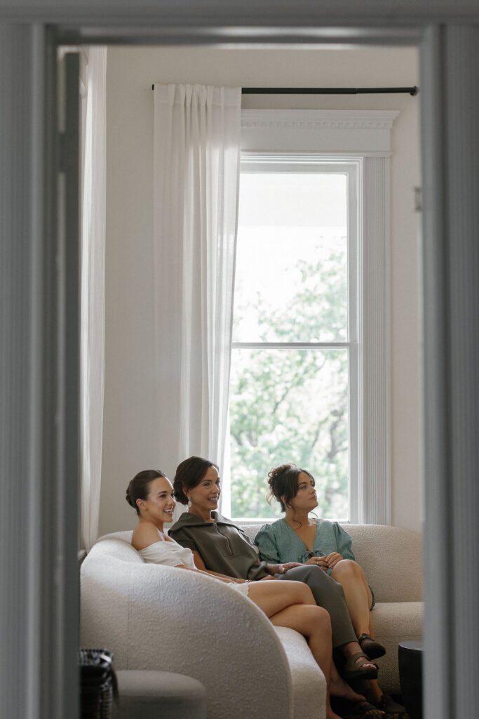 Bride getting ready with friends