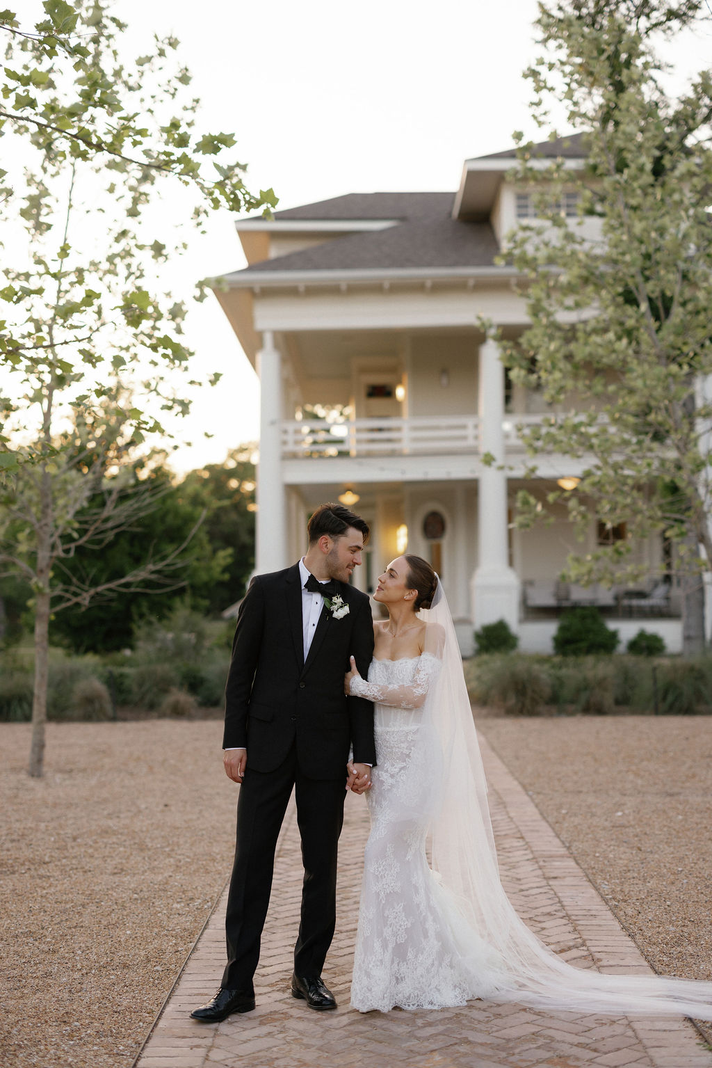 Newlyweds taking portraits at The Grand Lady Austin