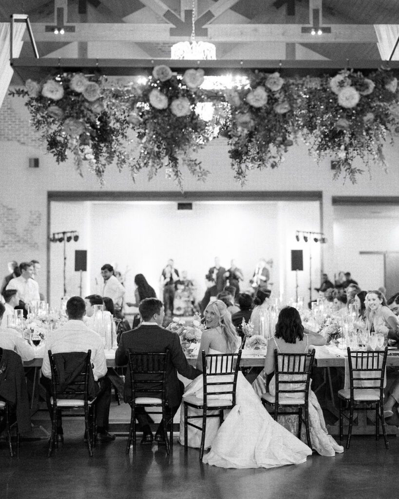 BRide sharing a smile at reception