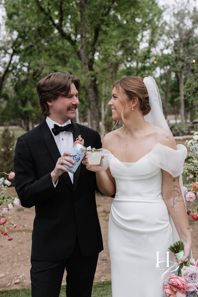 Newlyweds enjoying a toast
