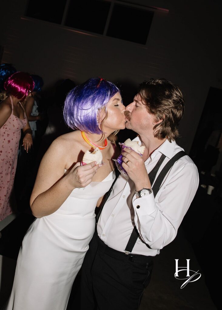Newlyweds enjoying a late night snack