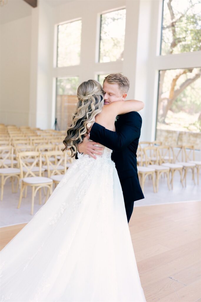Private first look on wedding day