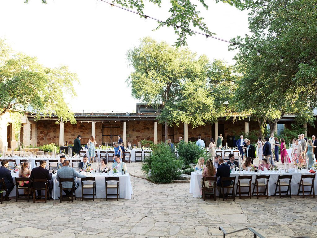 Outdoor wedding reception guest experience in Austin