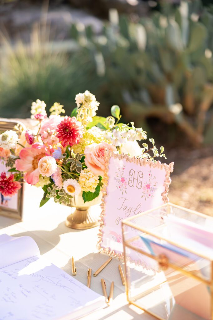 Pink wedding florals