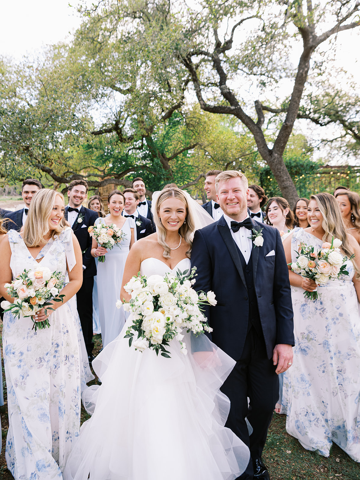 Bridal party walking